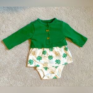 Newborn sized shamrock outfit - dress and cardigan. Worn only once.